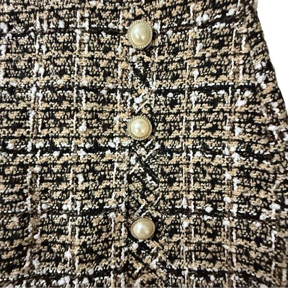 J.ING Tweed Pearl Button Mini Skort Skirt – XS Lined Black Shorts - Picture 4 of 10